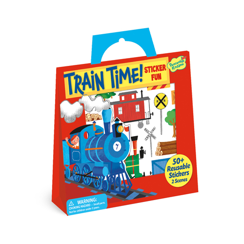 Peaceable Kingdom Kids Reusable Sticker Train Time Scenes w/ Tote 3y+