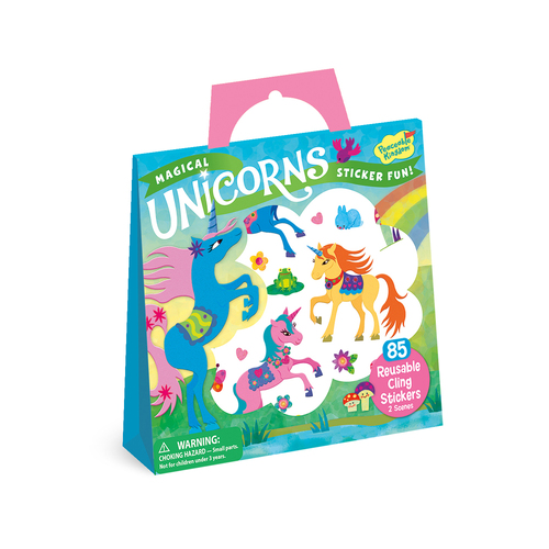 Peaceable Kingdom Kids Reusable Sticker Magical Unicorns Scene w/ Tote 3y+