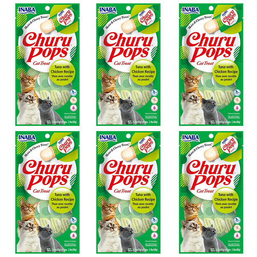 6x 4PK Inaba 15g Churu Pops Tuna w/ Chicken Cat/Kitten Pet Food Pack