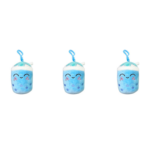 3PK Bensons Bubble Tea Backpack Clips Kids/Childrens Soft Plush Toy 0y+ Asstd