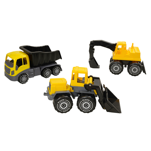 3pc Plasto 35-45cm Construction Set Toy Large Yellow 2y+