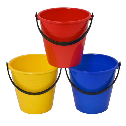 3x Plasto 14cm Multi-Purpose Bucket Beach Toy Kids 1y+ Assorted