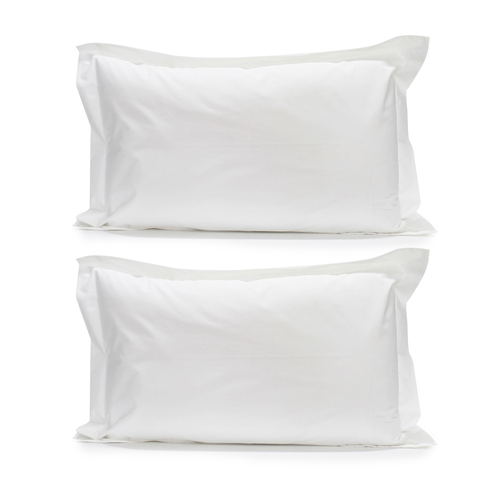 2PK Jason Commercial Cotton Deluxe Pillow Case Tailored 48x73cm White