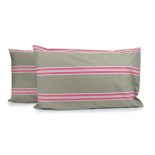 2PK Jason Commercial Hudson Stripe Pillow Case 48x73cm Almond Red Stripe