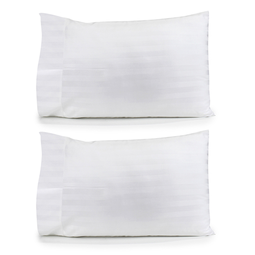 2PK Jason Commercial Satin Stripe Pillow Case with Cuff 48x73cm White