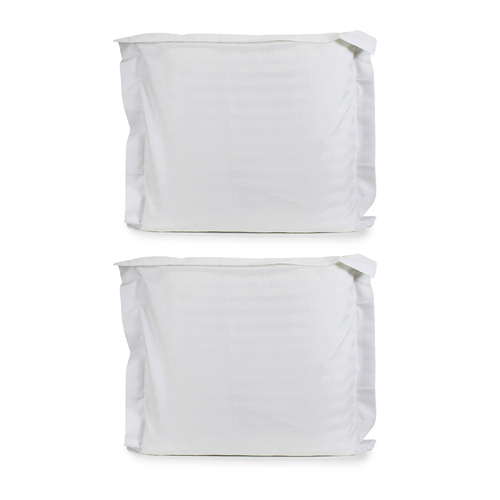 2PK Jason Commercial Satin Stripe Euro Pillow Case Tailored 65x65cm White