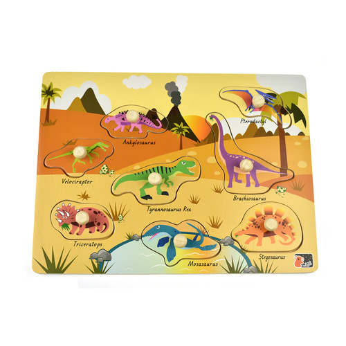 Koala Dream 2 In 1 Dinosaur Peg Wooden Puzzle 18m+