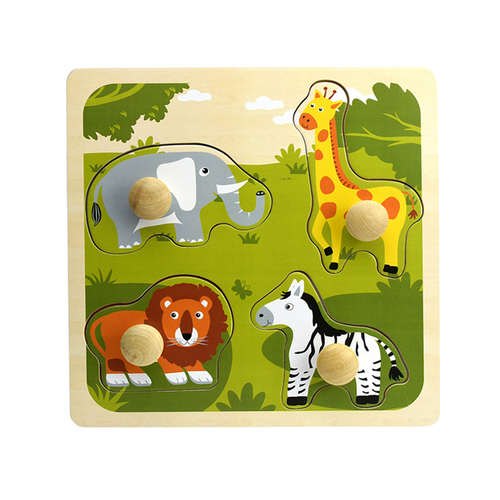 Kaper Kidz Safari Animal Large Peg Wooden Puzzle 10m+