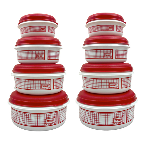 2x4pc Container Kitchen Food Storage Set Assorted 360Ml/750Ml/1.25L/2L