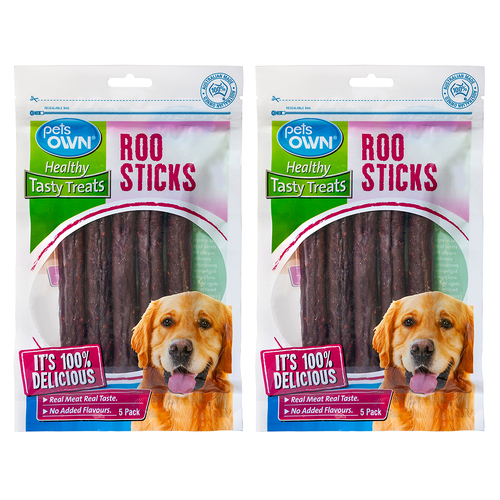 2x 5pc Pets Own Roo Sticks Healthy Tasty Dog Treats