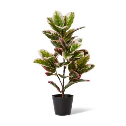 E Style 70cm Rubber Potted Artificial Plant Decor - Green/Pink