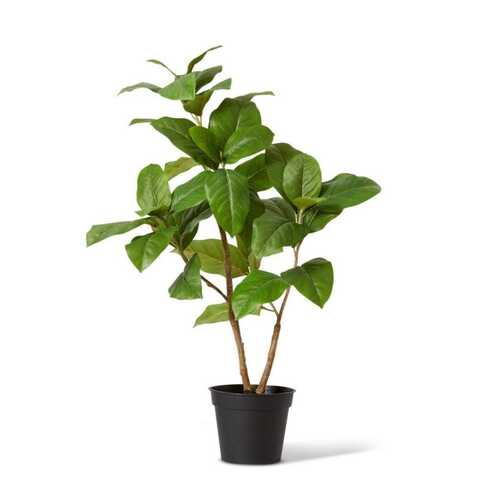 E Style 80cm Ficus Elastica Potted Artificial Plant Decor - Green