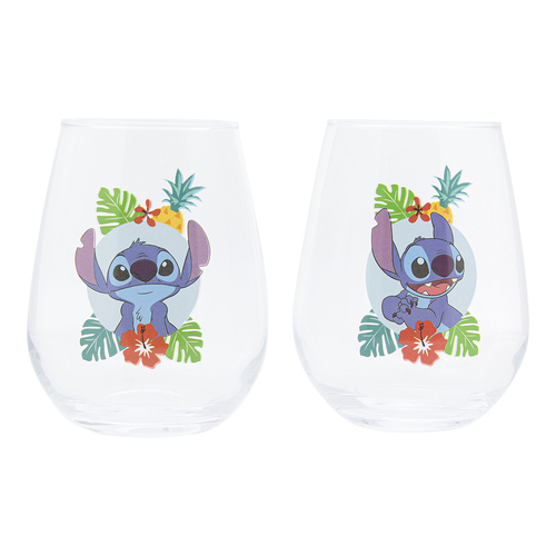 2pc Paladone 11.5cm Lilo & Stitch Glass Cup Kids/Children Drinking Mug