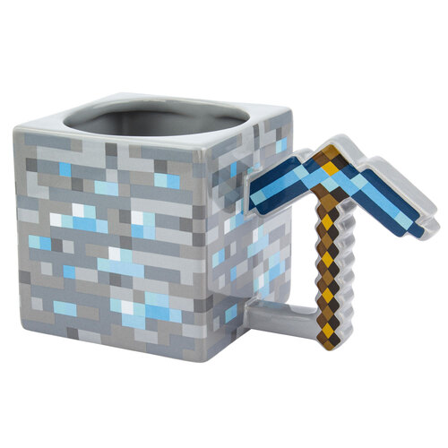 Paladone Minecraft Diamond Pickaxe Pixel Shaped Ceramic Mug