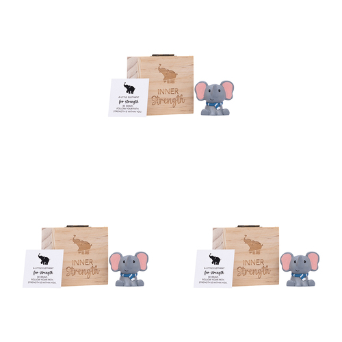 3PK Splosh Strength Pocket Promise Elephant Poly Statue w/ Box 6cm