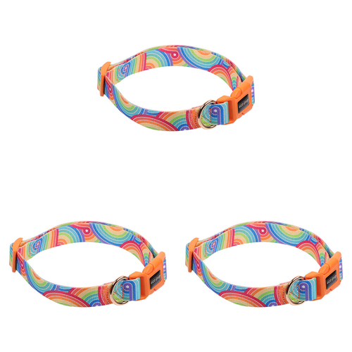 3PK Eco-Pup Dog Collar Large Rainbow Pattern Pet Dress Up