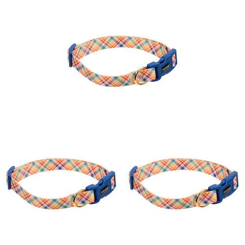 3PK Eco-Pup Dog Collar Medium Check Pattern Pet Dress Up