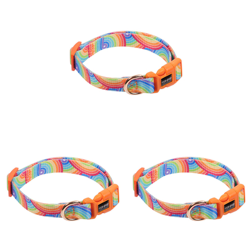 3PK Eco-Pup Dog Collar Small Rainbow Pattern Pet Dress Up