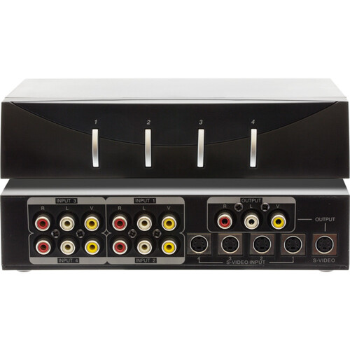 4-WAY AV S-VIDEO SELECTOR 4 IN 1 OUT COMPOSITE SVIDEO