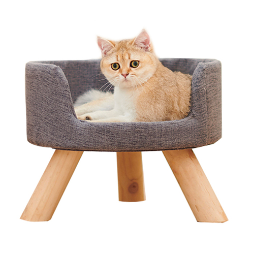 Petsbelle Round Cat Pet Bed 37x37x26cm - Grey