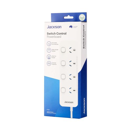 Jackson 22cm Power Board 4-Outlet Switch Control - White