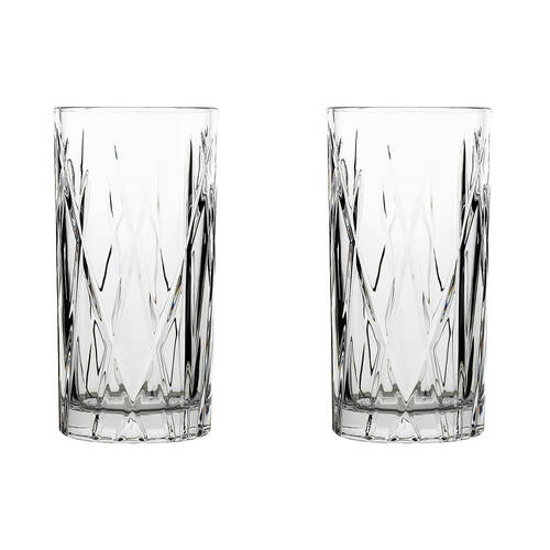 2x 6pc Porto Riley Soda Lime Glass Hi Ball Tumblers Set 350ml Clear