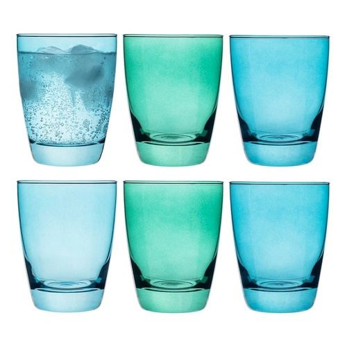 6pc Porto Estelle 300ml Glass Tumbler Cup Set Round - Green