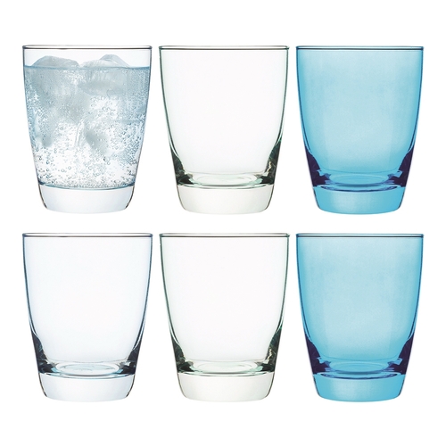 6pc Porto Estelle 300ml Glass Tumbler Cup Set Round - Blue