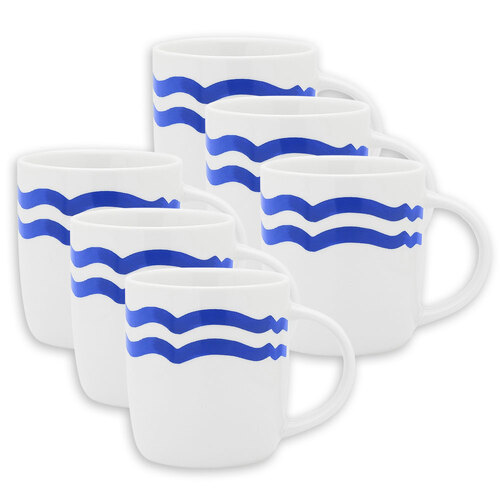 6PK Porto La Mer 11.5cm/300ml Porcelain Mug Round w/ Handle - Indigo