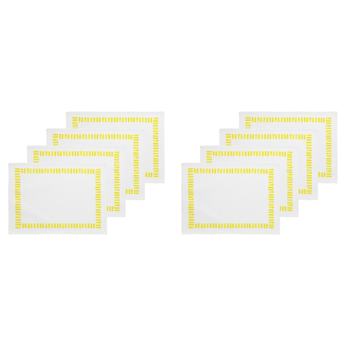 2x 4pc Porto Riviera Cotton Kichen Table Placemats Yellow/White 45x33cm