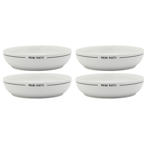 4PK Porto Osteria Porcelain 21cm Dinner Bowl Food Serving Dish - Nero