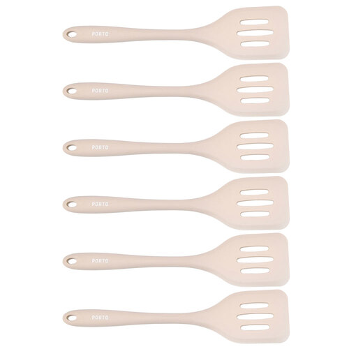 6PK Porto Zest Silicone 27cm Slotted Turner Kitchen Utensil - Almond