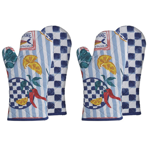 2PK 2pc Porto Cucina Cotton 32cm Oven Glove Kitchen Cooking Mitts