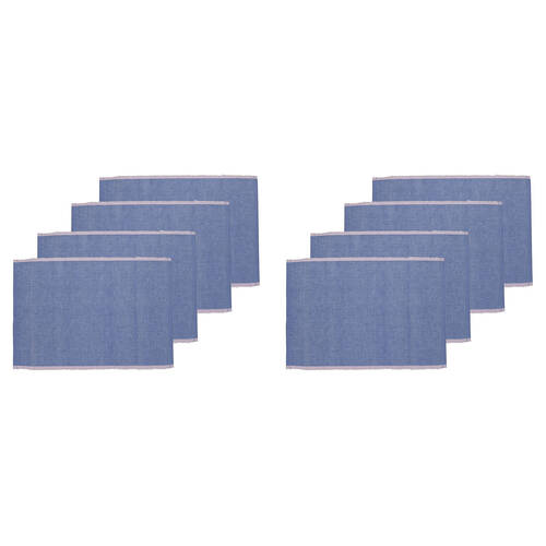 2x 4pc Porto Lola Polycotton Ribbed Placemats Set 33x45cm Lilac