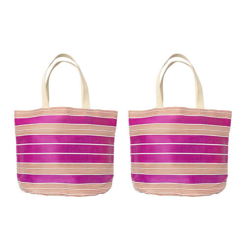 2PK Porto Sol Carry Tote Outdoor Travel Beach Bag 49x38cm - Fuchsia