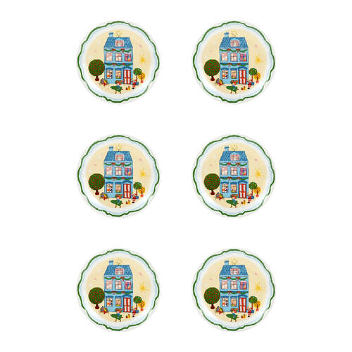 6PK Porto Night Before Porcelain Dining Side Plate Serveware 20cm - Tall House