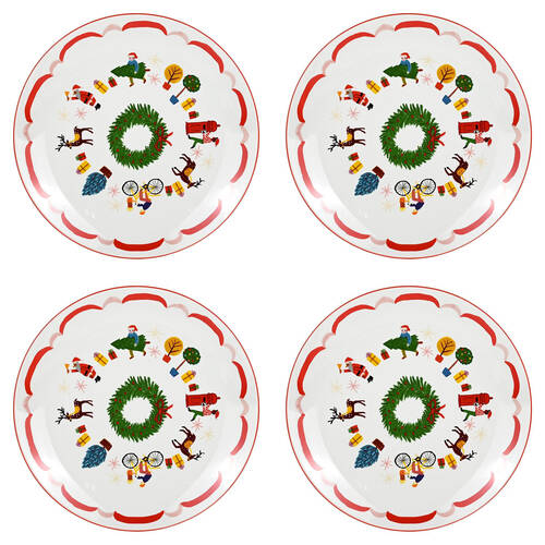 4PK Porto Night Before Porcelain Round Serving Plate 30cm