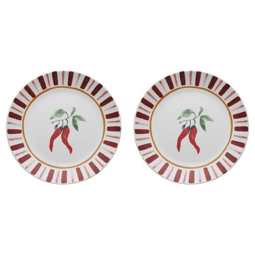 2PK Porto Cucina Porcelain Round Serving Platter 30cm Chilli