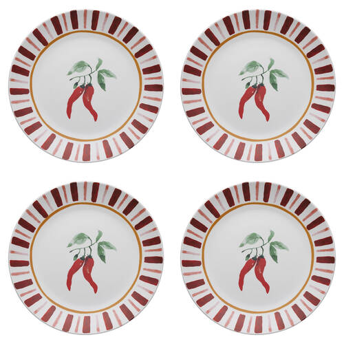 4PK Porto Cucina Porcelain Round Serving Platter 30cm Chilli