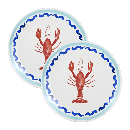 2PK Porto Riviera 30cm Round Porcelain Food Platter Lobster