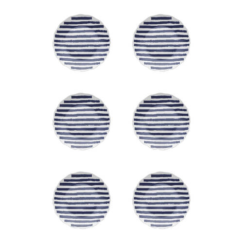 6PK Porto Panama Porcelain Round Side Plate 20.5cm Indigo