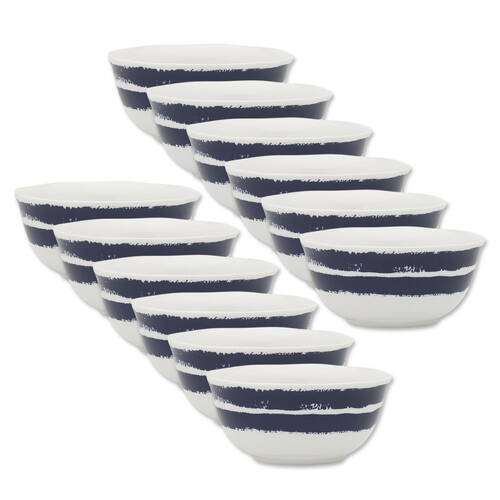 12PK Porto Panama Porcelain Serving Dish Bowl 14cm Round - Indigo