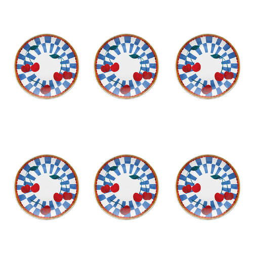 6PK Porto Valentina Porcelain Round Side Plate Cherry 20cm