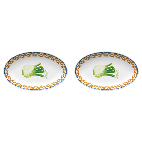 2PK Porto Valentina Porcelain Oval Serving Platter 32cm Fennel