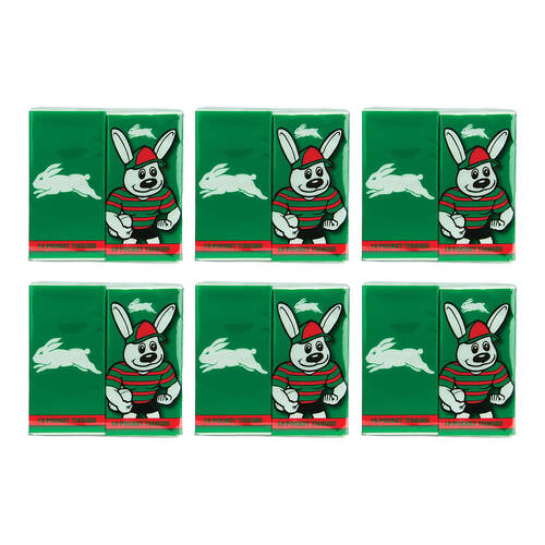 24pc NRL Soft & Absorbent Pocket Tissues - Rabbitohs Mascot