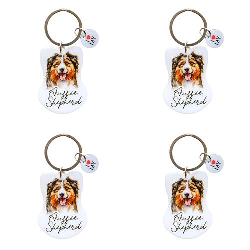 4PK Splosh Pet Aussie Shepherd Keyring/Keychain Hanging Accessory 4x8.5cm