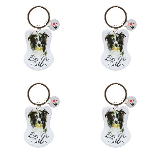 4PK Splosh Pet Border Collie Keyring/Keychain Hanging Accessory 4x8.5cm