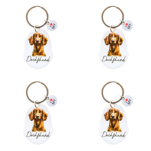 4PK Splosh Pet Dachshund Keyring/Keychain Hanging Accessory 4x8.5cm