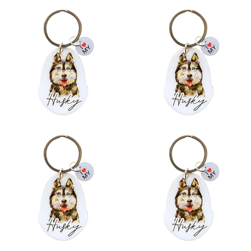 4PK Splosh Pet Husky Keyring/Keychain Hanging Accessory 4x8.5cm