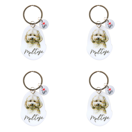 4PK Splosh Pet Maltese Keyring/Keychain Hanging Accessory 4x8.5cm